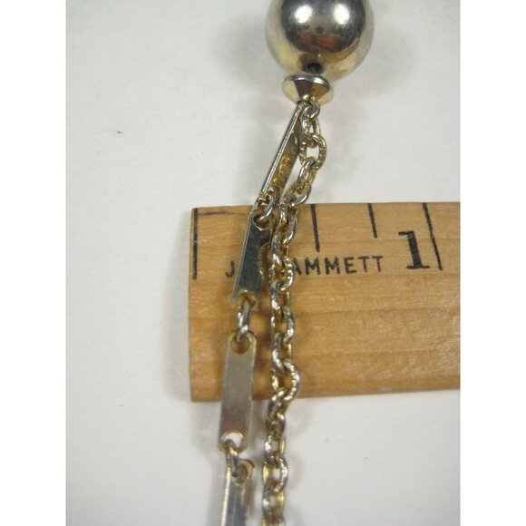 Multi Strand Floating Necklace Goldtone Chain 52 inch Vintage Station Beads WEAR - Picture 5 of 10